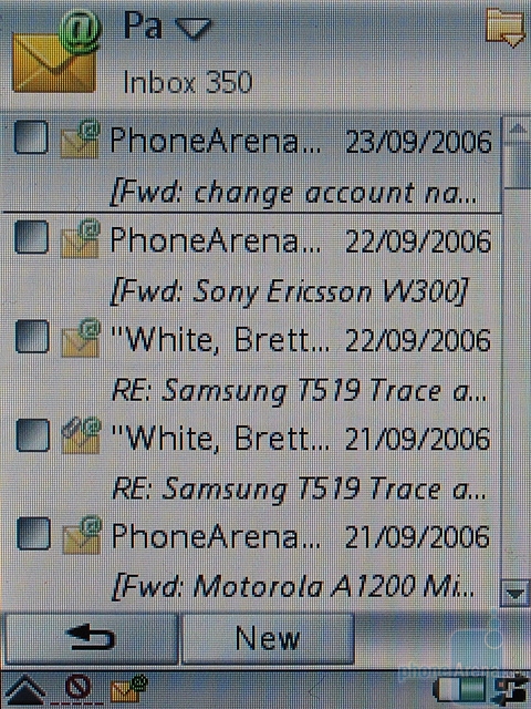 Sony Ericsson P990i - Входящие e-mail