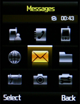 Samsung D830 - Главное меню с черной темой