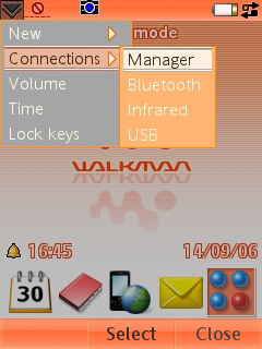 Sony Ericsson W950i - Всплывающее меню
