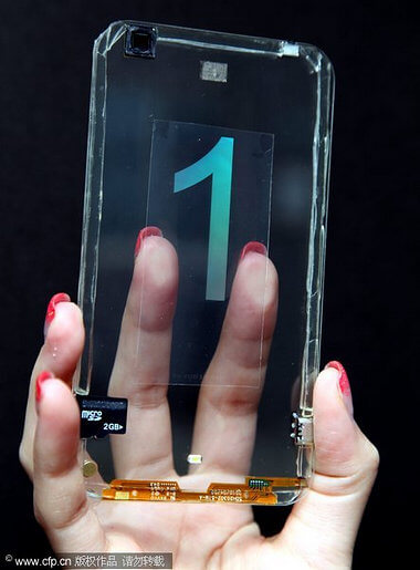 Taiwan firm unveils prototype of transparent cellphone Taiwan firm unveils prototype of transparent cellphone